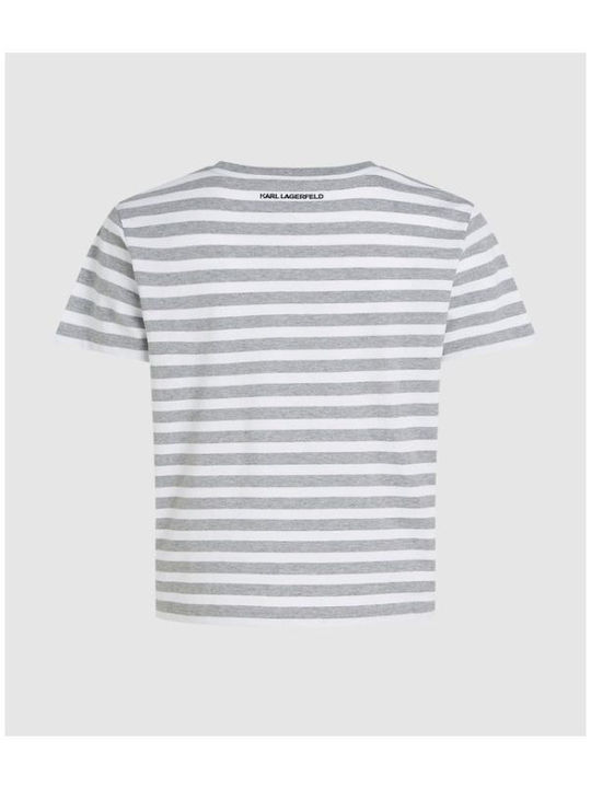 Women's Crop T-shirt Striped Gray