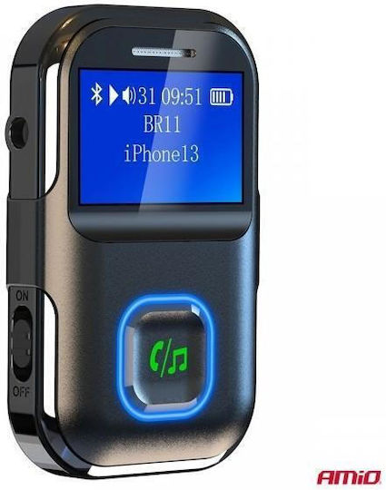 Amio Bluetooth Receiver Btr-03 Wireless Audio Transmission Mini Jack 3.5mm Port Lcd Display 1 Pc 04659/am Amio 04659/am
