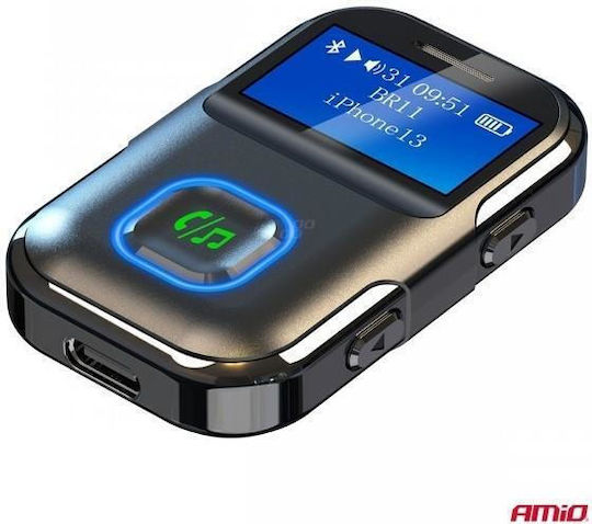 Amio Bluetooth Receiver Btr-03 Wireless Audio Transmission Mini Jack 3.5mm Port Lcd Display 1 Pc 04659/am Amio 04659/am