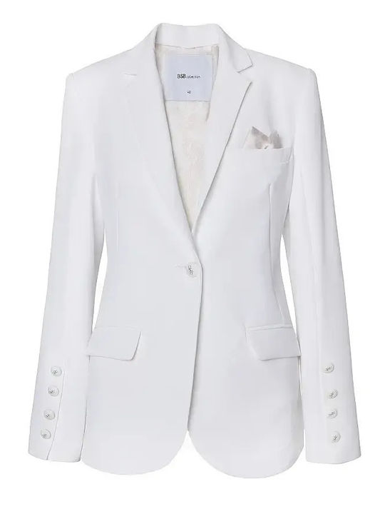 BSB Damen Krepp Blazer Weiß