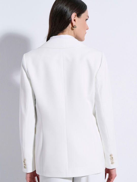 Matis Fashion Дълго Дамско Сако Off White