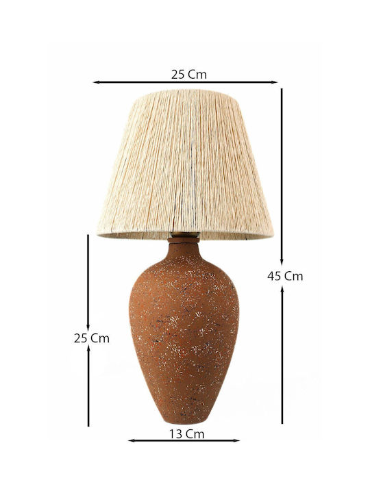 Decorative Ceramic Table Lamp Cream Brown Handmade 25x45cm