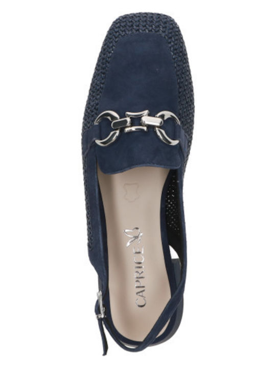 Leather Women's Moccasins in Blue Colour