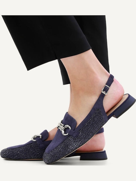 Leather Women's Moccasins in Blue Colour