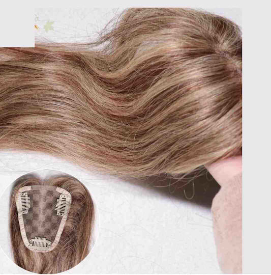 Extension with Human Hair in Light Chestnut Colour 40.64cm Topper Toupee
