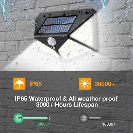Set of 8 Wall Mounted Solar Lights Cold White 6500K with Motion Sensor and Photocell IP65