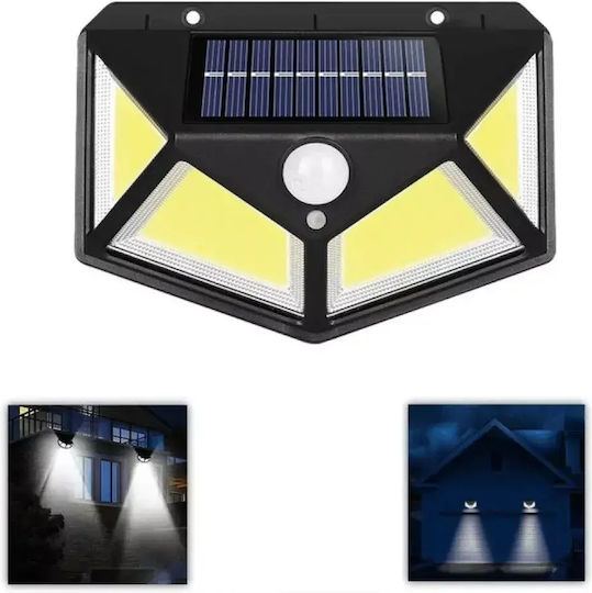 Set of 8 Wall Mounted Solar Lights Cold White 6500K with Motion Sensor and Photocell IP65