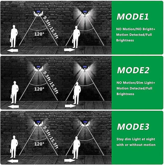 Set of 8 Wall Mounted Solar Lights Cold White 6500K with Motion Sensor and Photocell IP65