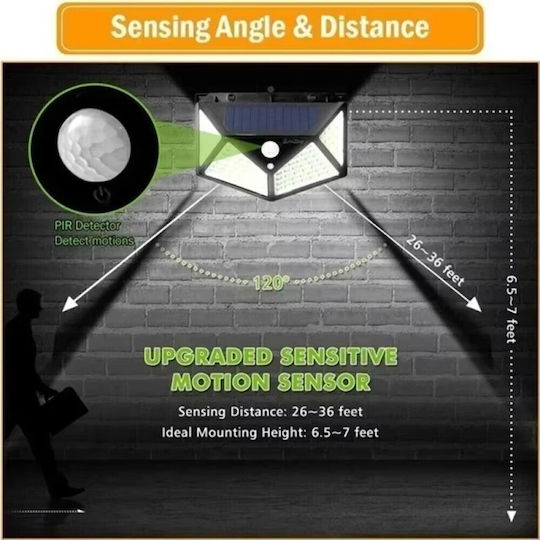 Set of 8 Wall Mounted Solar Lights Cold White 6500K with Motion Sensor and Photocell IP65