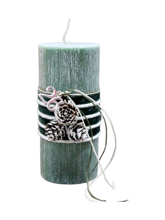 Gerakis Christmas Green Candle 15x6.5cm