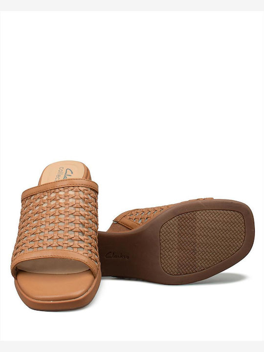 Tan Mules with Heel in Brown Colour