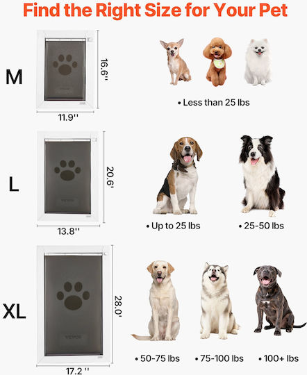 Vevor Dog Door Made of Metal in White Colour
