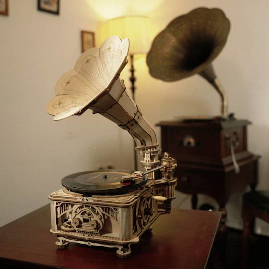 Robotime Παιχνίδι Κατασκευών Ξύλινo 3d Classical Gramophone