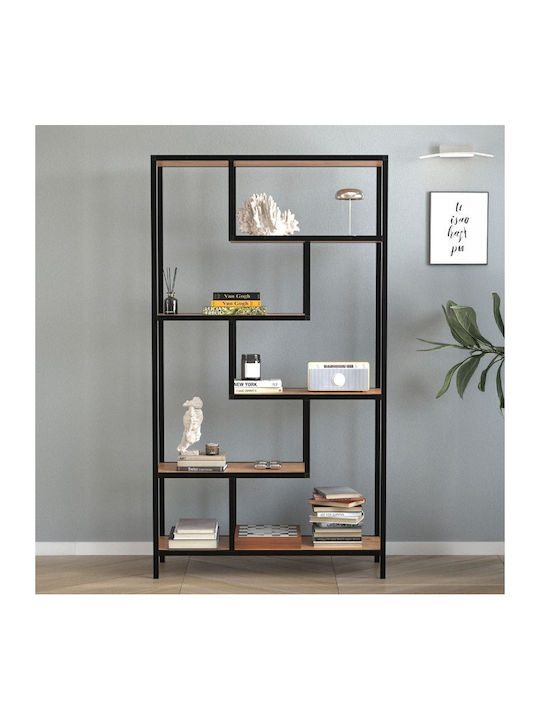 Βιβλιοθήκη Larissa Μαύρο - Pine Oak 90x30x159εκ.