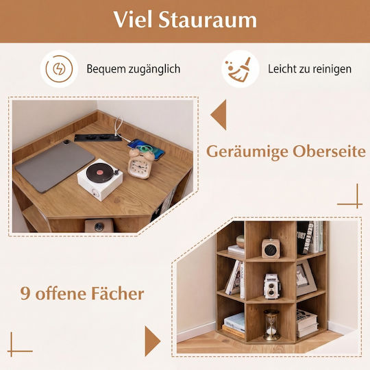 Corner Bookcase Natural 86x51x71.5cm