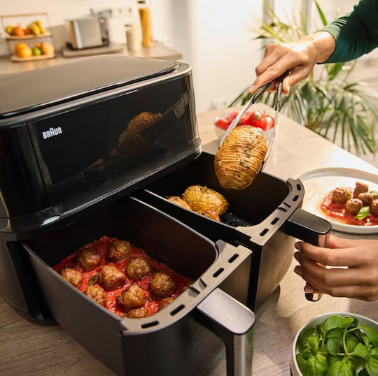 Braun Braun Heißluftfritteusen mit Doppeltem Abnehmbaren Behälter 8lt Schwarz 2094458