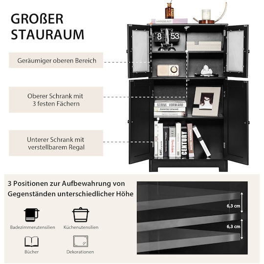 Costway Badezimmerschrank 109x58x30cm Schwarzes