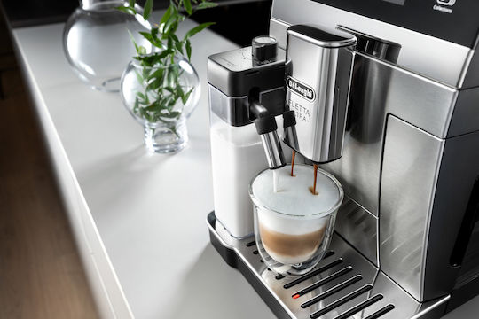De'Longhi Eletta Αυτόματη Μηχανή Espresso 1450W Πίεσης 19bar για Cappuccino με Μύλο Άλεσης Γκρι 2106079