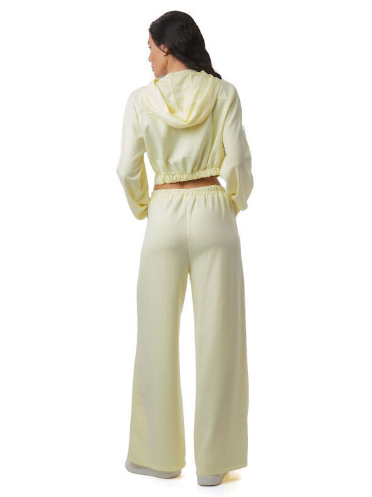 Yellow Set Wide-Leg Cropped Jacket