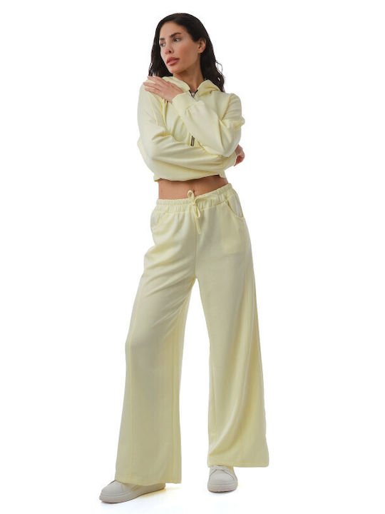 Yellow Set Wide-Leg Cropped Jacket