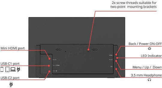 HTVA ViewGo S16 IPS Portable Monitor 15.6" FHD 1920x1080 with 4ms Response Time GTG Silver