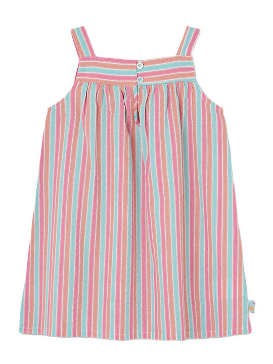 Girls Sleeveless Striped Printed Dress