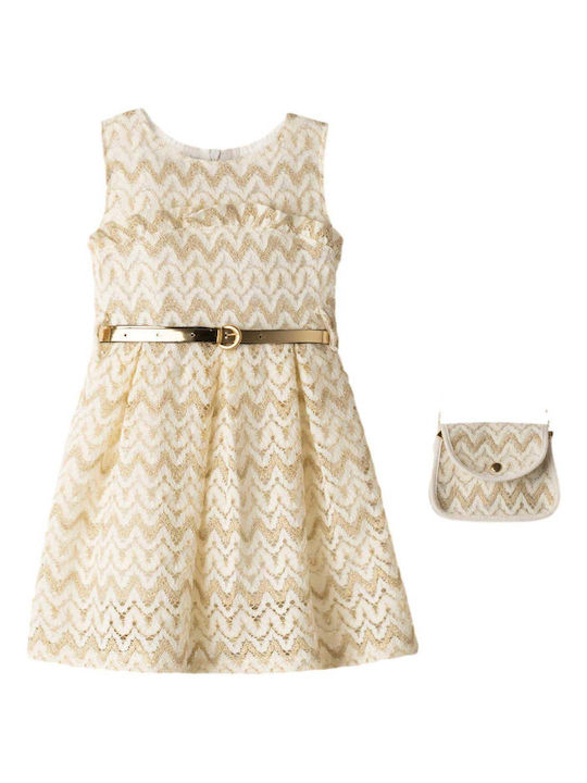 Mädchenkleid Beige-Gold