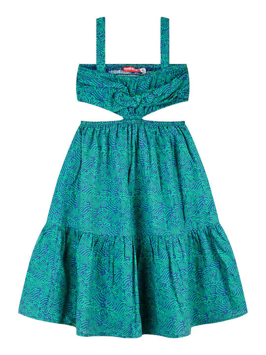 Kinderkleid Ärmellos Set aus 2 mit Zubehör Blau