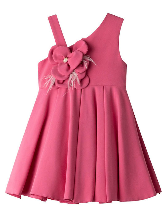 Girls Dress Sleeveless Floral Set with Accessories Fuchsia