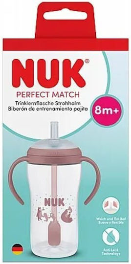 Nuk Baby Cup with Handles and Straw made of Silicone Pink 260ml for 8m+m+