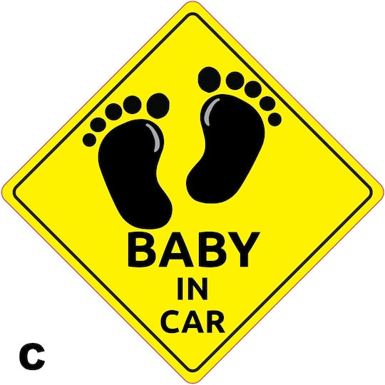 Autoline Baby on Board Sign with Sticker Yellow Face