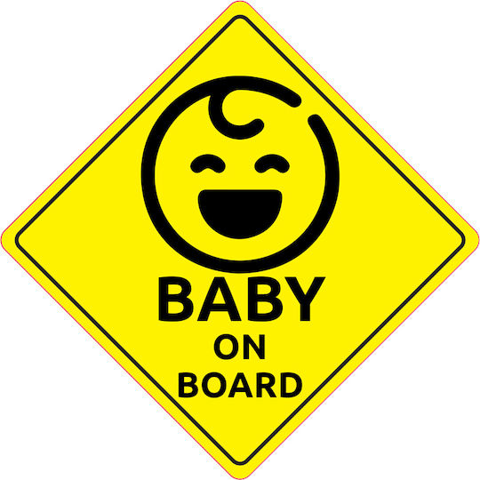 Autoline Baby on Board Sign with Sticker Yellow Face
