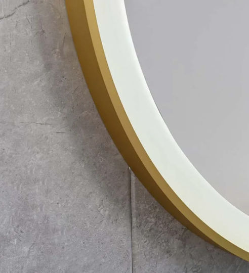 Bathroom Mirror Led Touch Gold Mirrorlux Selene S-4676g Round Frame Diameter 600mm Gold