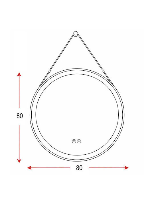 Καθρεφτης Μπανιου Ιμαντα Led Αφης Mirrorlux Selene S-4676g Στρογγυλος Φ-800mm Χρυσος