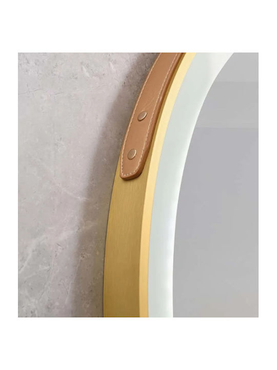 Καθρεφτης Μπανιου Ιμαντα Led Αφης Mirrorlux Selene S-4676g Στρογγυλος Φ-800mm Χρυσος