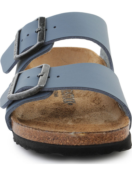 Δερμάτινα Γυναικεία Σανδάλια Μπλε Narrow Fit