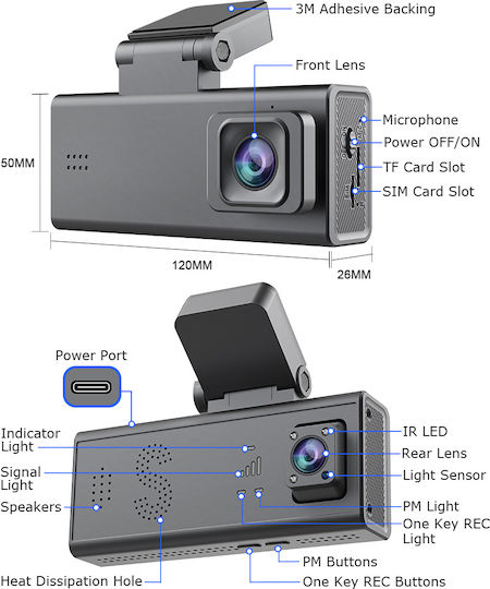 Sectec CC09 Car DVR Camera 1080P Bluetooth Wi-Fi GPS