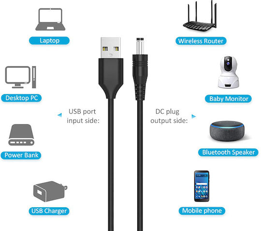 Techsuit USB 2.0 Cablu USB-A - DC Negru 1.5m