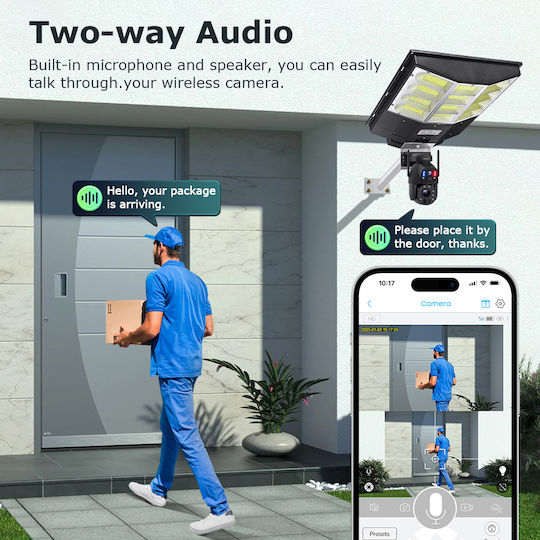 Sectec Sectec ST-LC598-EU IP Dual Überwachungskamera 4G Full HD+ 3MP Wasserfest Batterie mit Zweiwegkommunikation Rote
