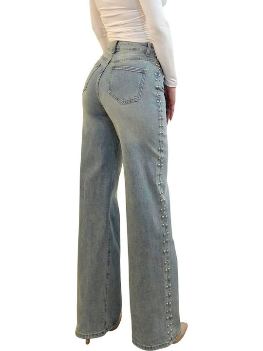 Hochgebirge Damen Jeans Hosen in Breit Bein Stil Grau