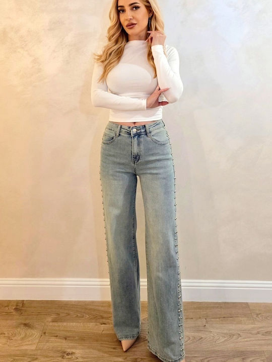 Hochgebirge Damen Jeans Hosen in Breit Bein Stil Grau