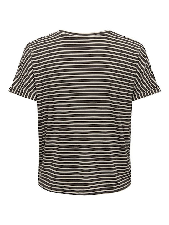 Tricou Damă Cu Dungi Maro