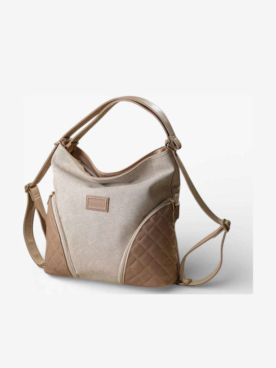 Υφασμάτινη Γυναικεία Τσάντα Πλάτης Light Beige Canva