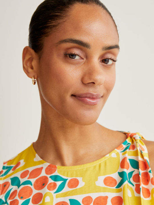 Summer Midi Dress with Tearing Yellow