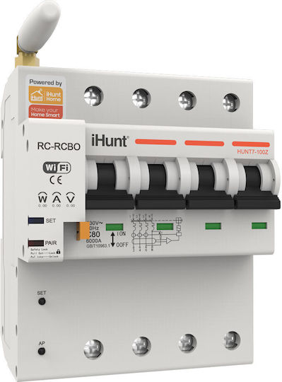 iHunt Vierpoliger Elektrische Schaltpaneel-Druckknopfschalter WiFi 400V 16A