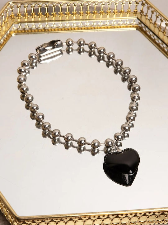 Rock Club Heart Design Necklace Black