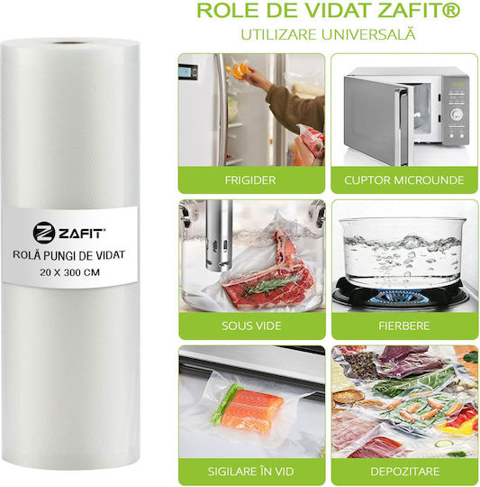 Set 2 Pungi Pentru Sigilarea Vidului Embossed Zafit 20 X 300 Cm Alimentare Sigilare Vid Reutilizabile Durabile Sous Vide Mașină De Spălat Fără BPA Transparente