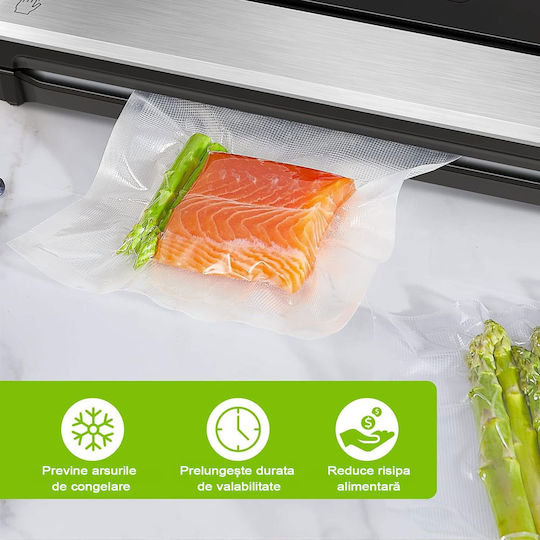 Set 3 Pungi Pentru Sigilarea Vidului Embosate Zafit 20 X 300 Cm Alimentare Sigilare Vid Reutilizabile Durabile Sous Vide Mașină De Spălat Fără BPA Transparente