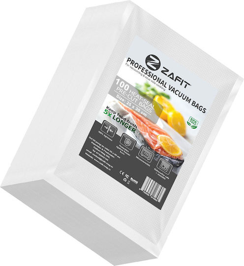 Set 100 Pungi Pentru Sigilarea Vidului Embosate Zafit 25 X 30 Cm Pentru Alimente Reutilizabile Durabile Pentru Sous Vide Mașină De Spălat Fără BPA Transparente