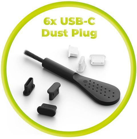 Mobile Origin Usb-c Dust Plug & Cleaning Brush Cl1 Black Clear Iphone Android Mo-cl1-blk-clr